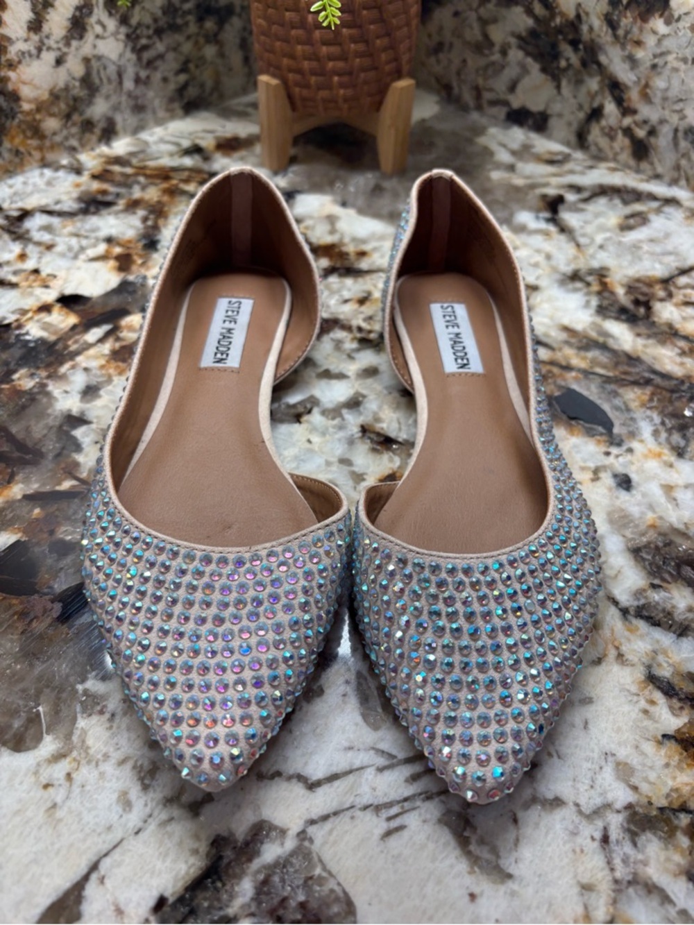 Steve Madden Elsie Crystal Pointed Toe Flats - Picture 8 of 9
